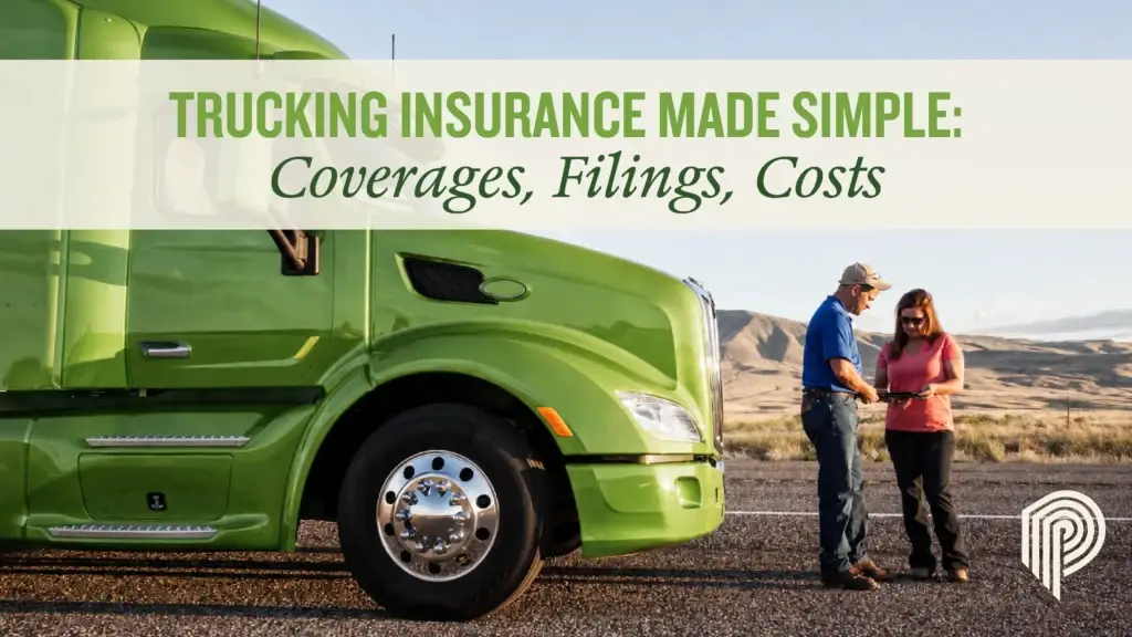 Semi truck at a weigh station with a driver reviewing paperwork.